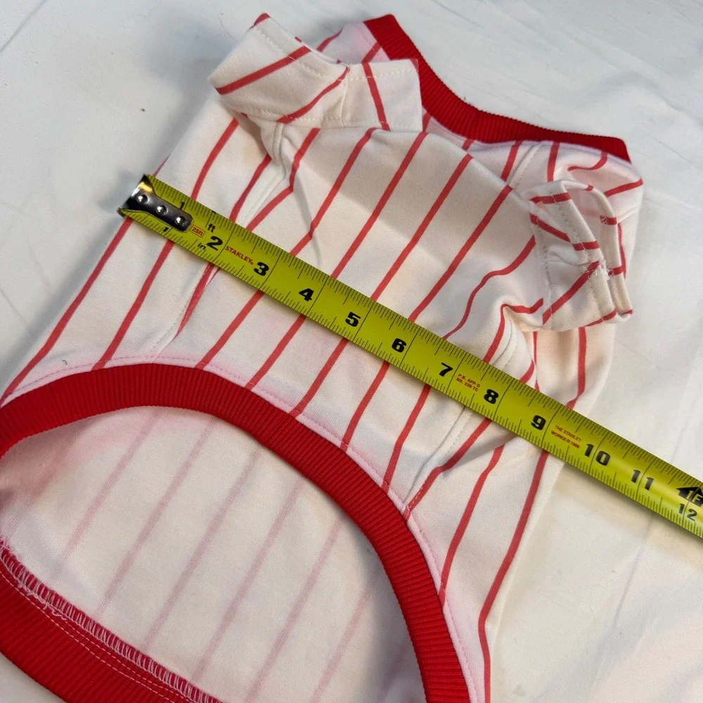 Boutique Dog Jersey Pet Large White Red Pinstripe Baseball Dogteam 7 Good
